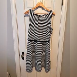 🟰 Black and white Striped dress.  Size L
